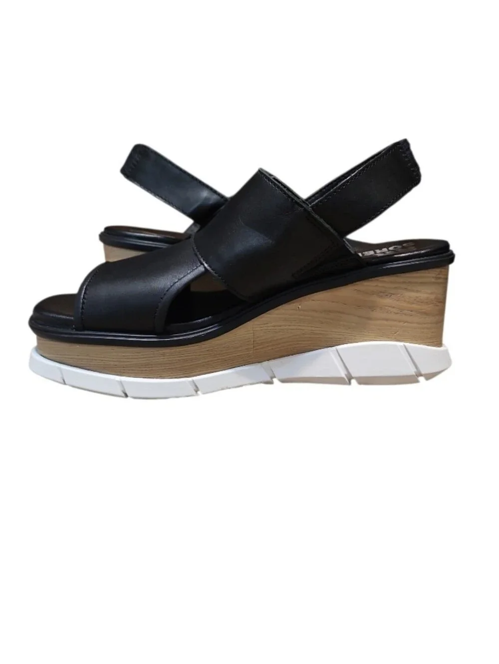 Sorel Joanie 111 Slingback Wedge Black Leather Sandals